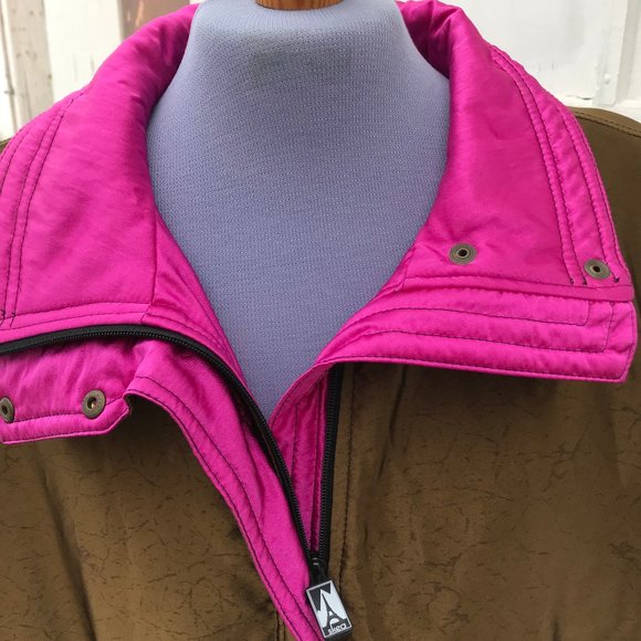 Skea Paris Vail Popover Anorak Ski Jacket Vintage 80s Metallic Olive & Pink - Picture 7 of 13